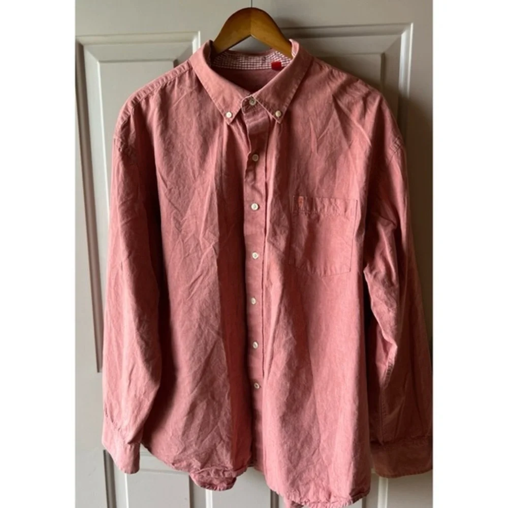 IZOD Men's Nantucket Red Casual Button Down Cotton Shirt Size XXL EUC #850